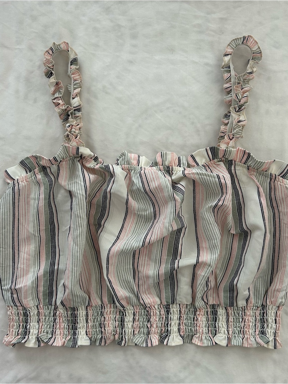 Lily Rose NWT Stripe Ruffled Smock Crop Top Blouse Size XL